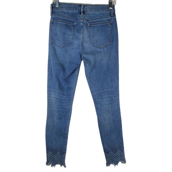 Sam Edelman Mid Rise Skinny Ankle Jeans Frayed Embroidered Ankle Denim Stretch - Picture 12 of 12